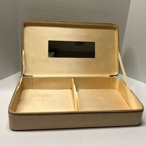 Vintage Estee Lauder Gold Makeup Case Jewelry Container Two‎ Compartments